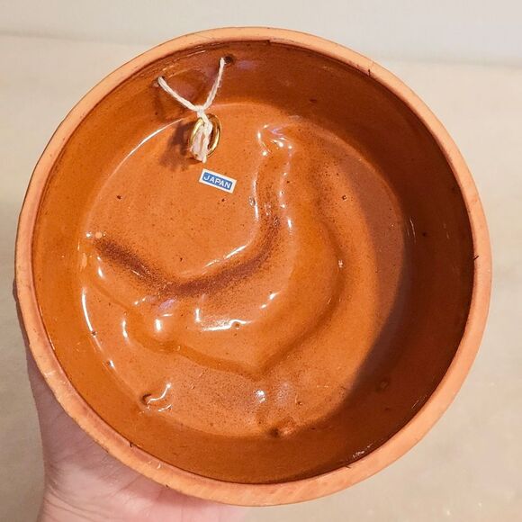 VINTAGE TERRACOTTA CERAMIC CHICKEN MOLD DECORATIVE WALL HANGER JAPAN - Picture 4 of 7